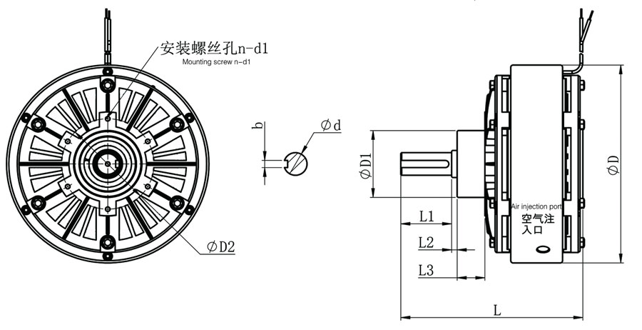 ZKB型磁粉制动器尺寸图