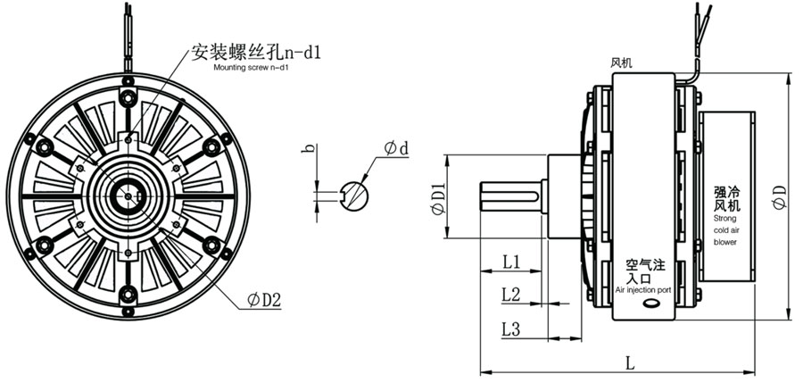 ZKB强制风冷磁粉制动器外形图
